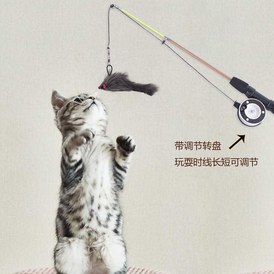 1PC Retractable Cat Feather Teaser Wand Stick Toys Interactive Cat Fishing Rod for Indoor Play Kitten Teaser Supplies