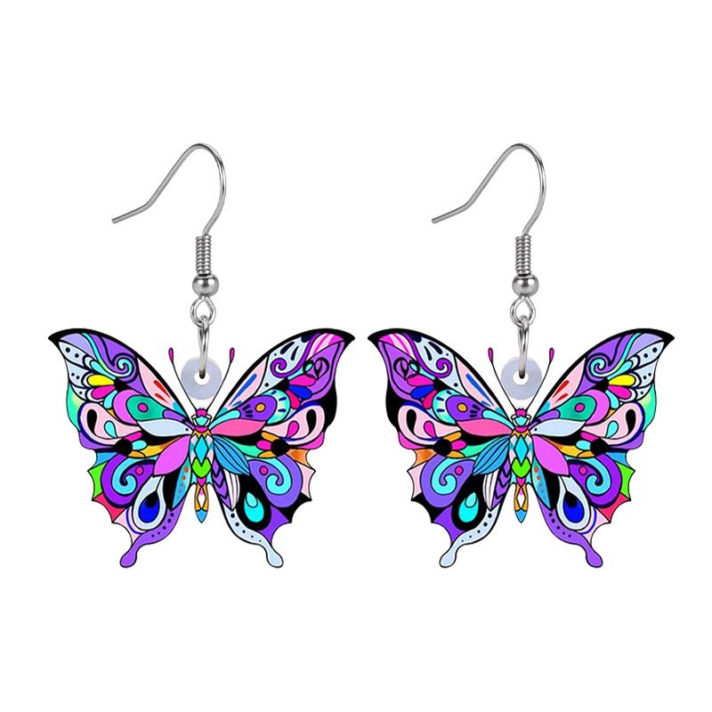 

1 пара милых цветных акриловых сережек с бабочками, креативные модные украшения, индивидуальный шарм, подходит для женщин, подарки для любителей животных
