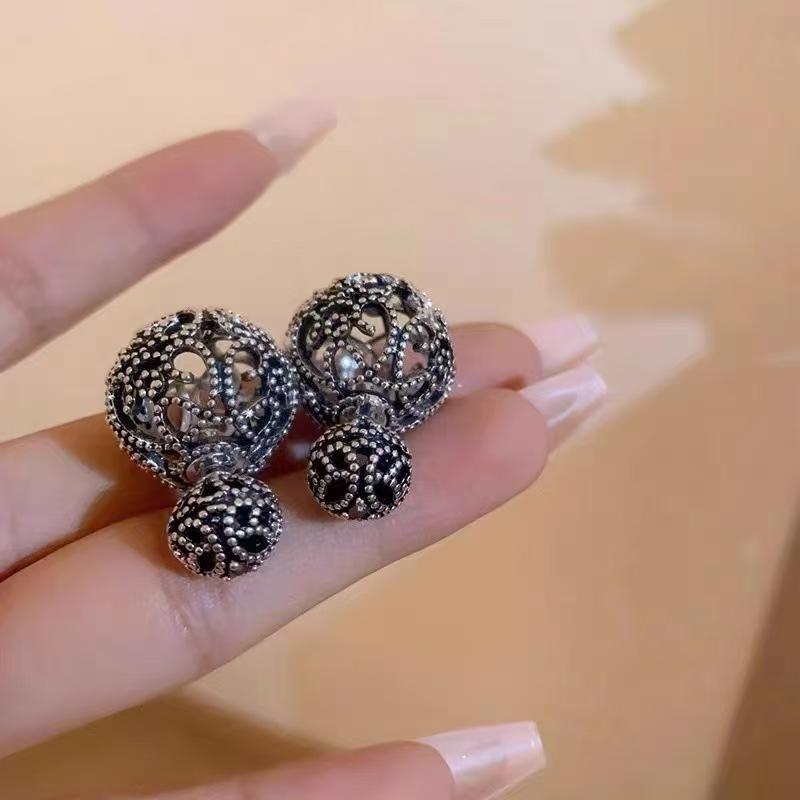 Сквозные Круглые Серьги Передние и Задние, Модные и Универсальные Готические Аксессуары Шарообразные Украшения