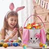 Cute Plush Easter Basket Rabbit Ear Candy Bag with Handle Bunny Storage Bucket Easter Egg Decorations Handbag Gift Bag