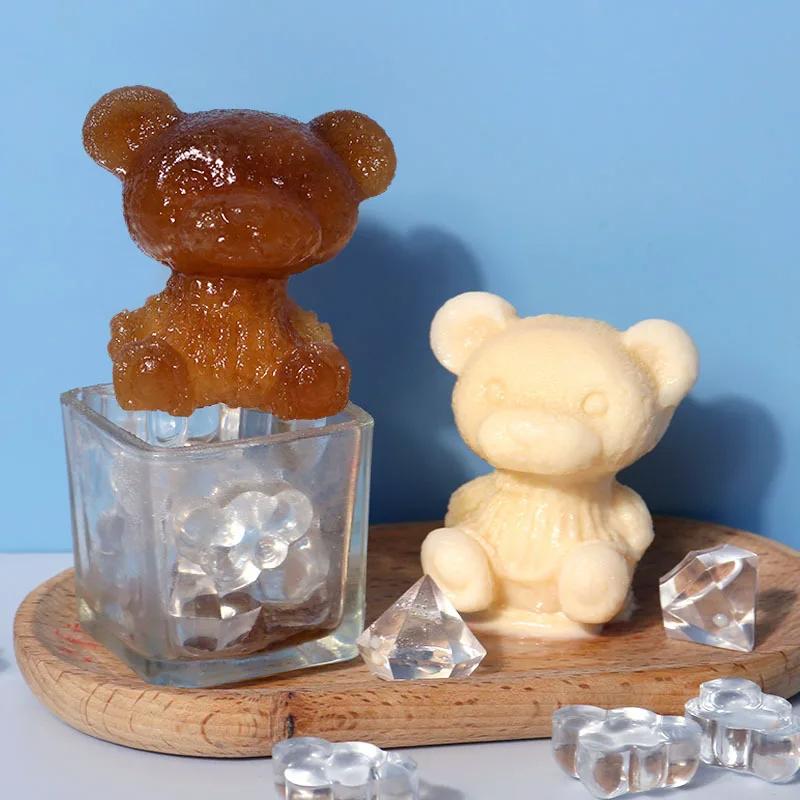 1ks 3D medvídek ledové stereoskopické silikonové formičky Formičky na ledové kostky Forma silikonová zvířecí forma Kostka ledu na kávu, mléko, čaj