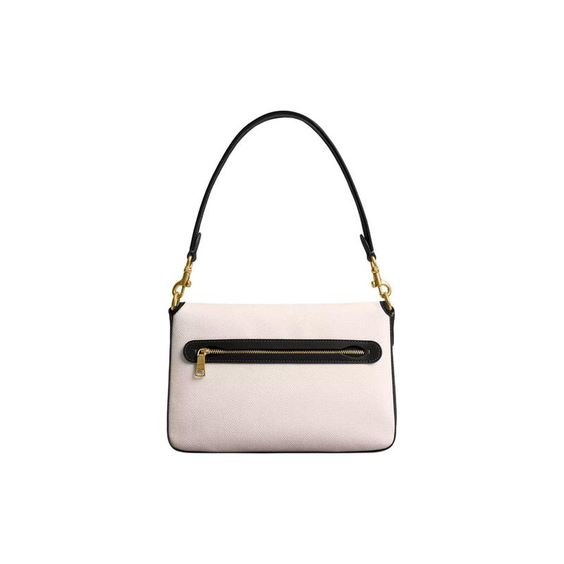 Coach Tabby 26 hardware dorato chiusura a scatto tela e pelle conciata al cromo borsa a mano tracolla a spalla grande da donna ottone e nero
