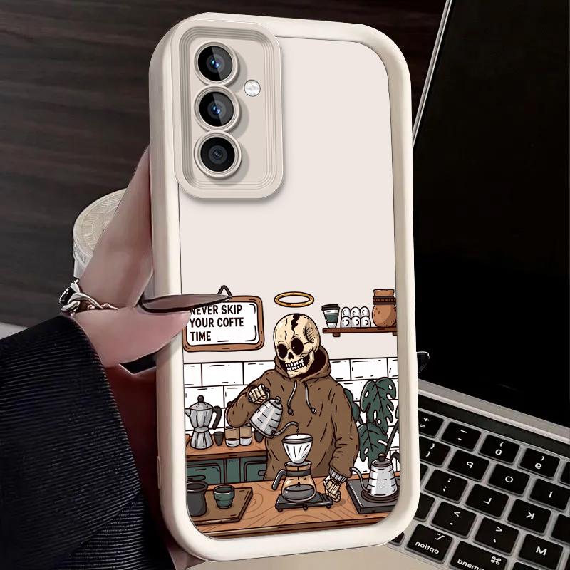 Skull Coffee Shop Case for Samsung Galaxy A53 A50 A50S A36 5G A35 A34 A33 A32 A30 A26 A24 A23 A22 A20 A16 A15 A14 A13 4G Cover