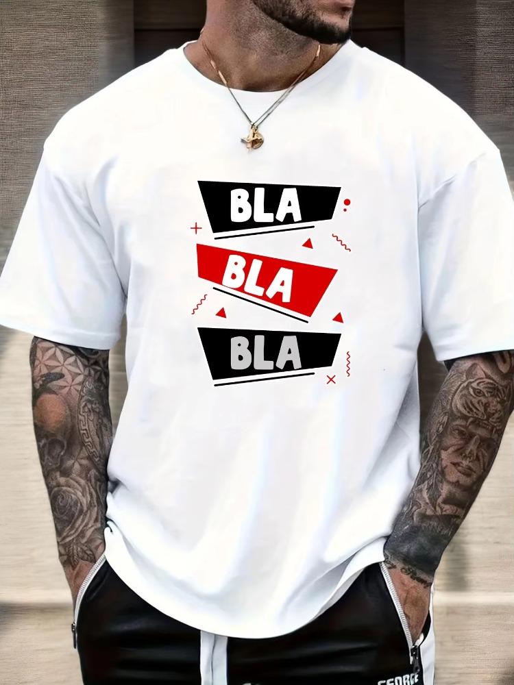 Bla Bla Bla Letter Print T-Shirt Men Women Casual Cotton Tee Summer Short Sleeve Graphic T Shirts Unisex Funny Meme Tops S разноцветный
