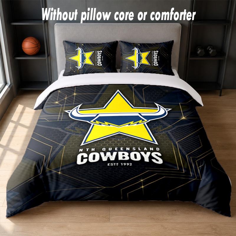 North Queensland Cowboys Design Bed Bedding Set 1 Duvet Cover + 2 Pillowcases Soft Breathable Household Bed Linens