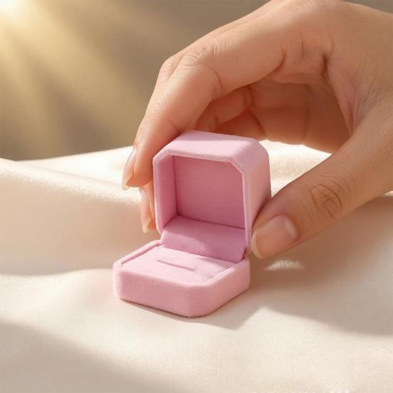 Velvet Ring Box, Small Portable Jewelry Gift Box, with Soft Lining Anti-Scratch Design, Ring Case for Wedding, Engagement, Proposal