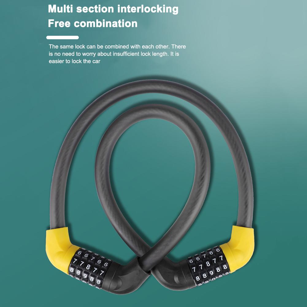 Lucchetto per Bicicletta in Acciaio Robusto con Cavo Antifurto a Codice Portatile Lock di Sicurezza per Mountain Bike