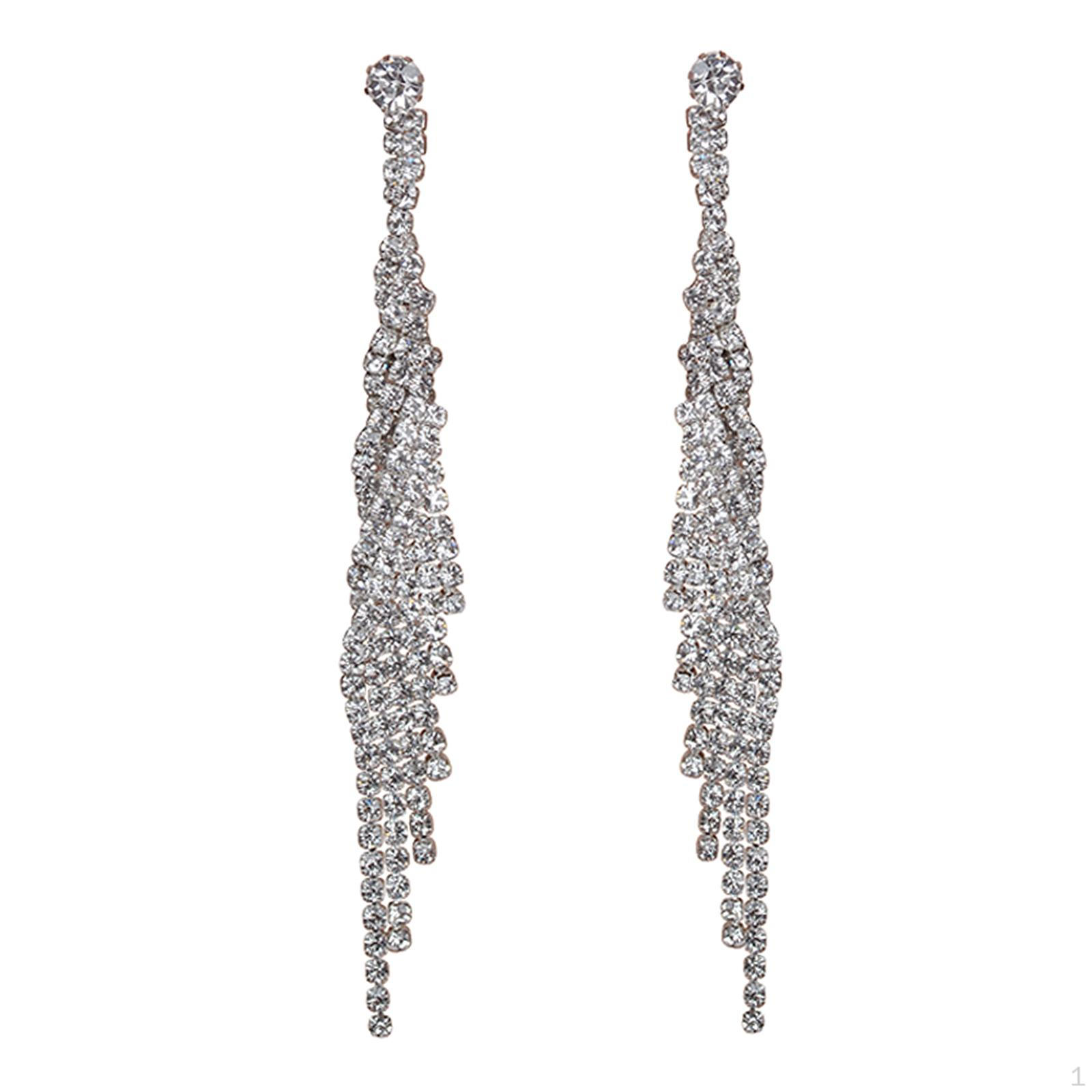 

Drop Earrings Dangle Chic Sparkly Women Lady Stylish Elegant Jewelry Stud Long 9cmx1.2cm