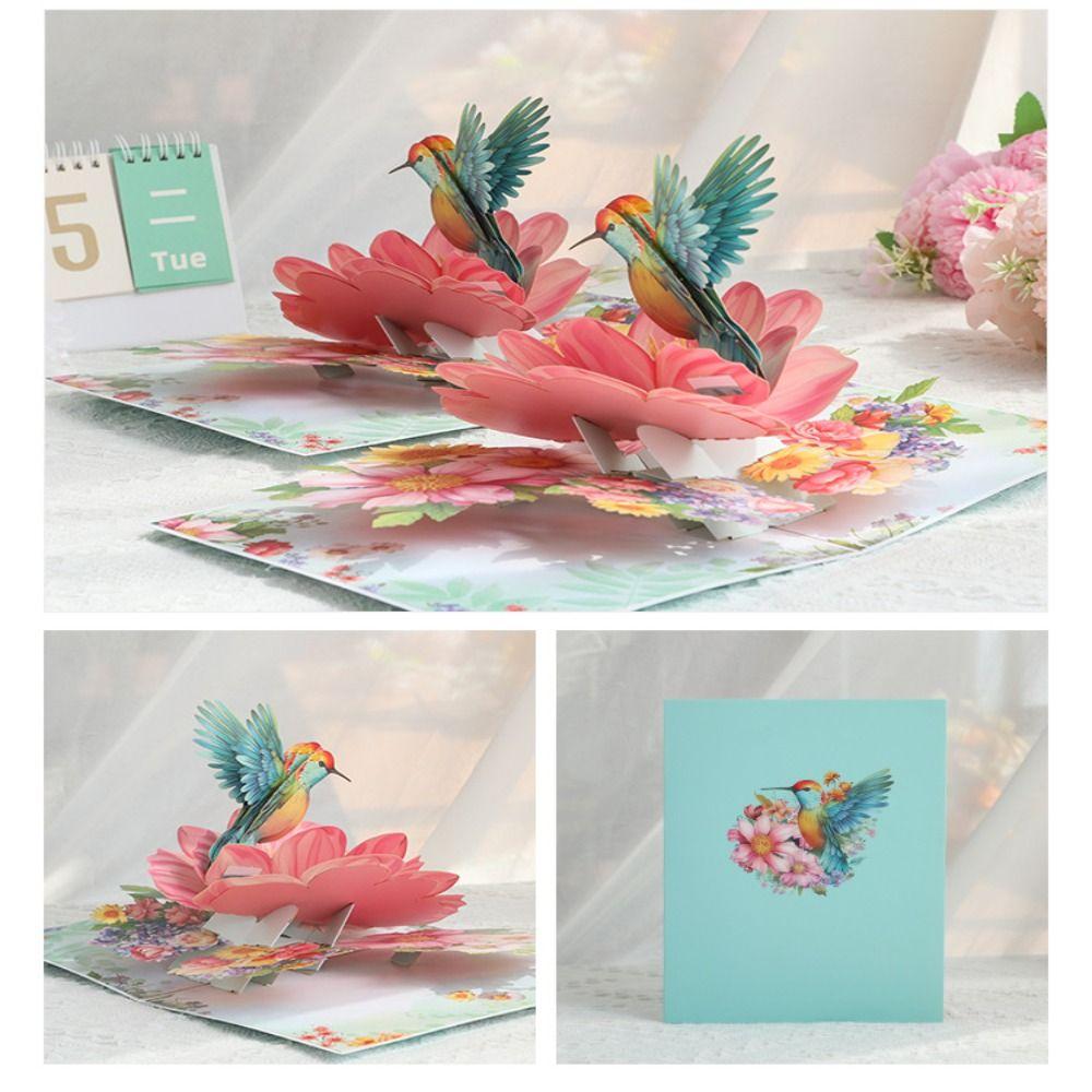 Thinking of You 3D Hummingbird Pop Up Birthday Cards Nature Theme 20*15cm 3D Flower Greeting Card Pop Up Card Valentine's Day