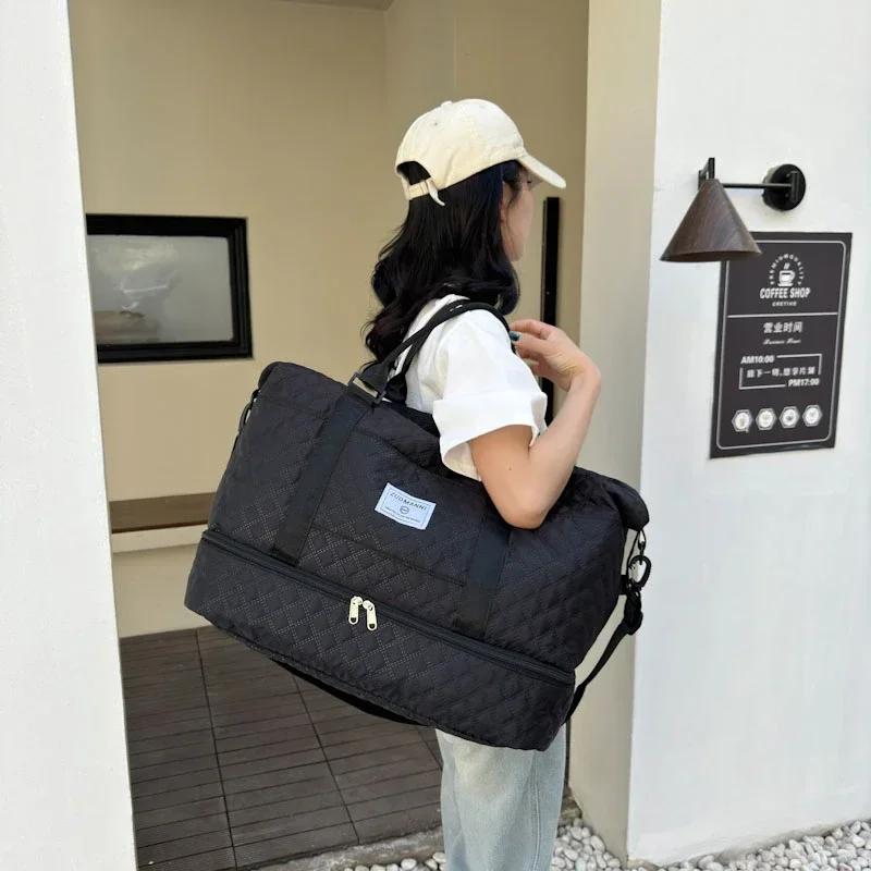 Monochromatic Sewing Line with Zipper High-Quality Bags Casual Travel Oxford Bags Large Capacity Fashion