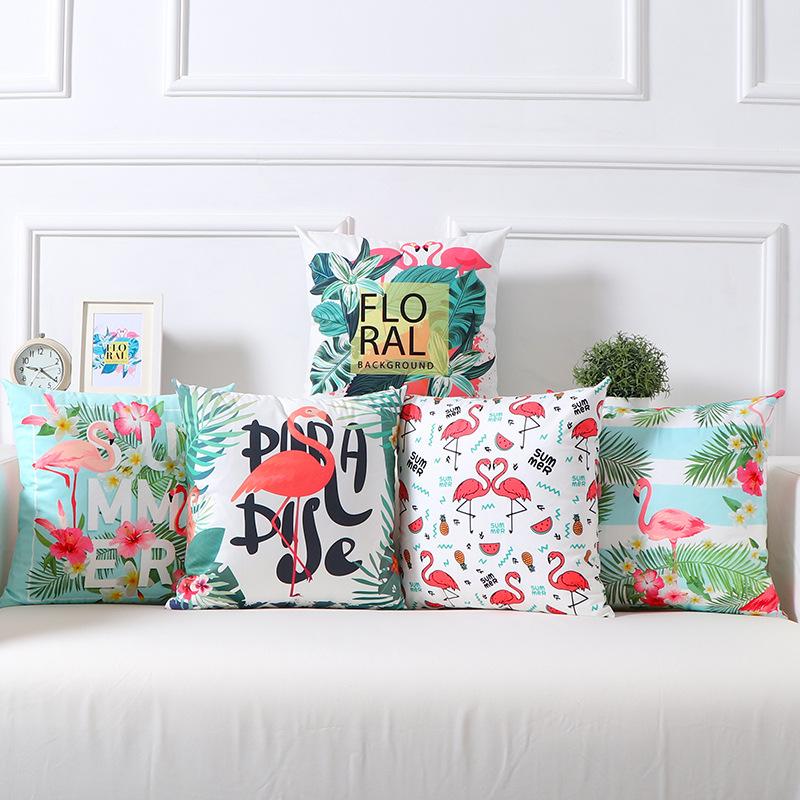 Flamingo Pillow Cushion Ins Wind Velvet Pillow Waist and Back Cushion Printed Square Pillow