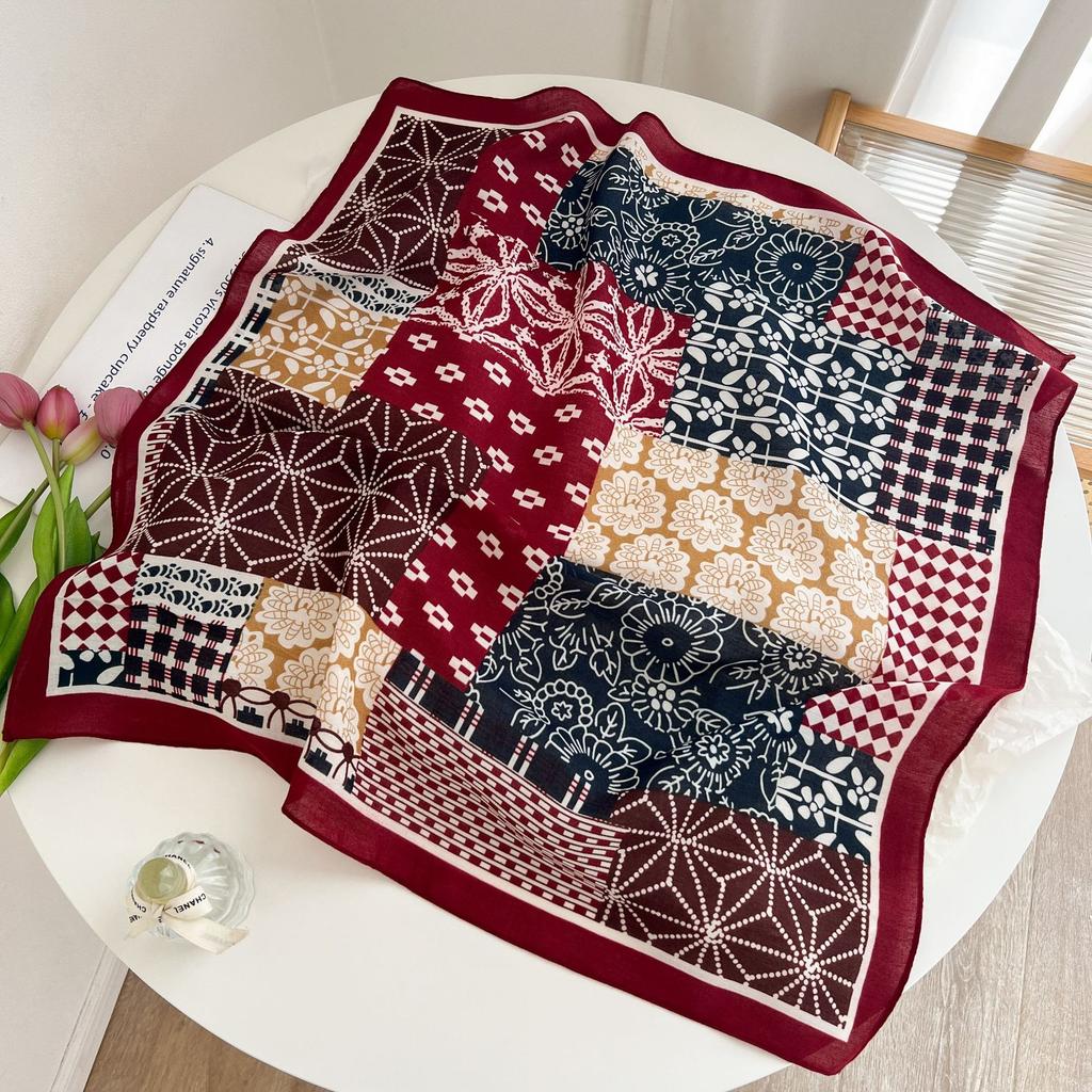 [Collection] Velvet Silk Scarves Women'S Versatile High-End Square Scarves Neck Scarves Spring And Autumn Retro