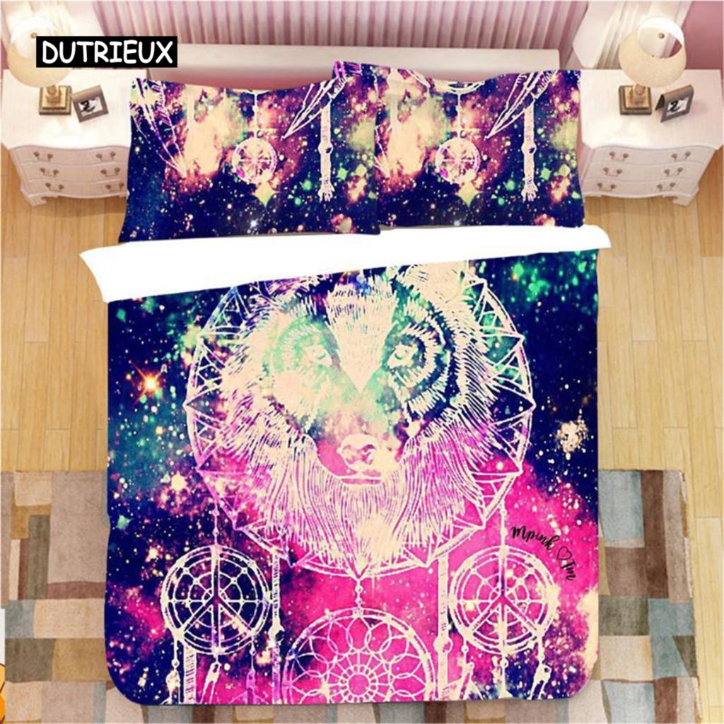 Dream Catcher Duvet Cover Set King Double Pink Starry Universe Queen Size for Kids Girls Comforter Cover Microfiber Quilt Cover