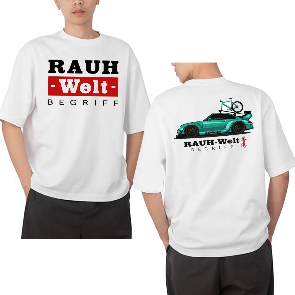 RAUH Welt BEGRIFF T Shirt RWB 993 964 JDM Tuning Car Classic T-Shirt Men Short Sleeve Japan Hip Hop Boy White Casual Tees Tops