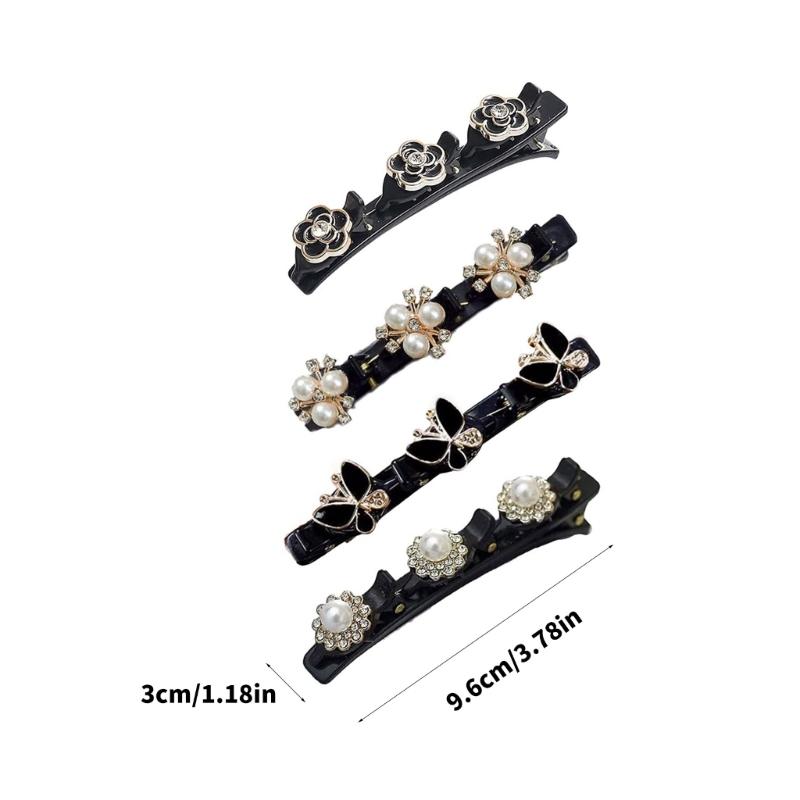 Pack Of 4 Plastic Bang Hair Clip NonSlip Strong Grip Flower Theme Barrette For Fringe Flyaways Hair Styling