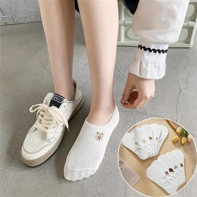 Damensocken Frühlings- und Sommersocken Flachmund-Bootssocken Schöne dünne atmungsaktive No-Show-Socken