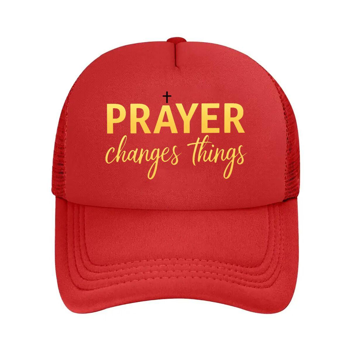 Prayer Changes Things Inspirational Wall Art  Mesh Baseball Cap Hip Hop Adjustable