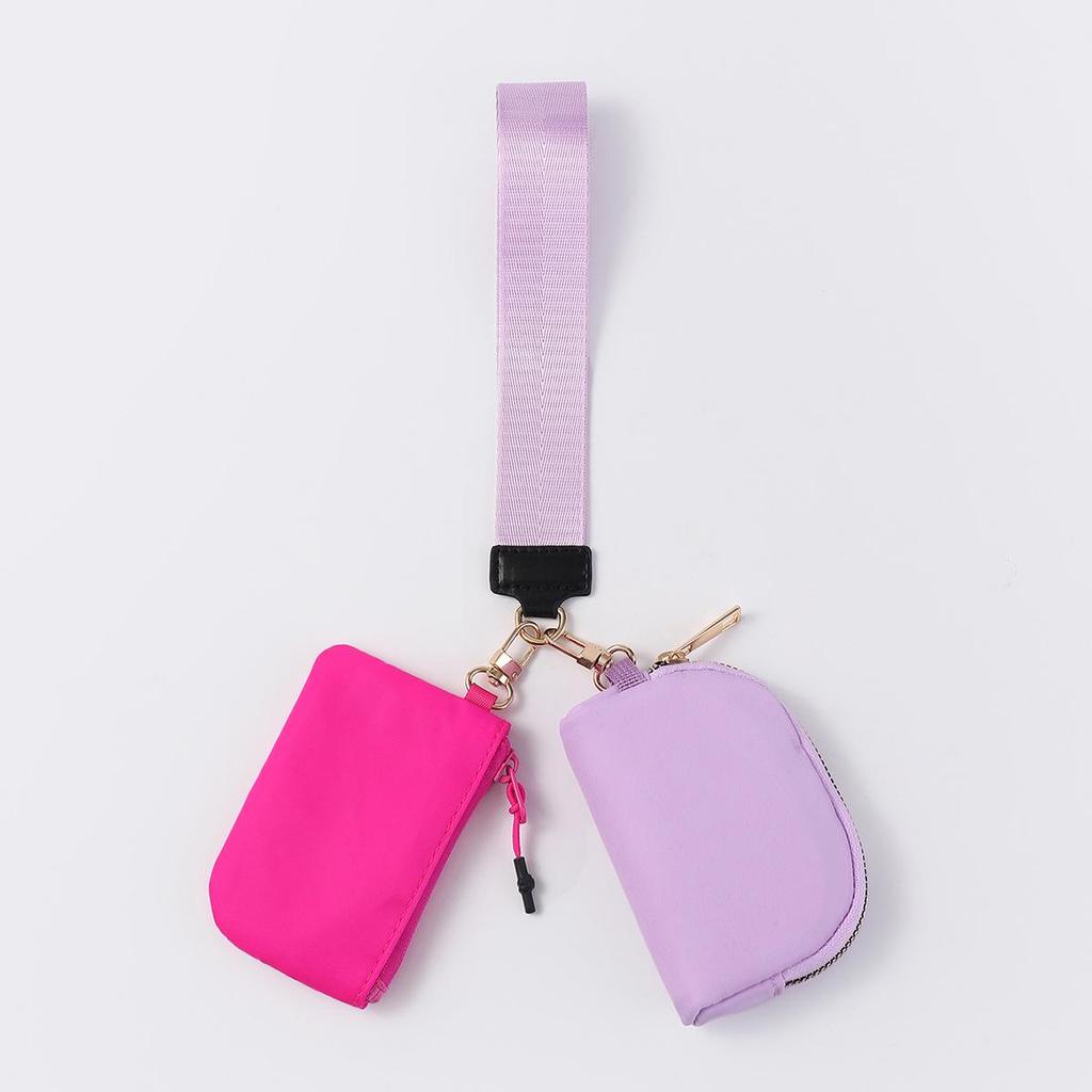LULU Color Block Waterproof Nylon Coin Purse & Wristlet Key Bag