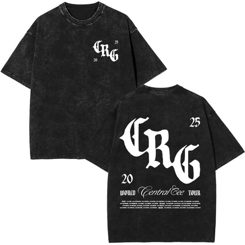 Rapper CENTRAL CEE WILD WEST Tour Magliette Lavate Vintage Unisex Donna Moda Maglietta Larga in Cotone Hip Hop Streetwear