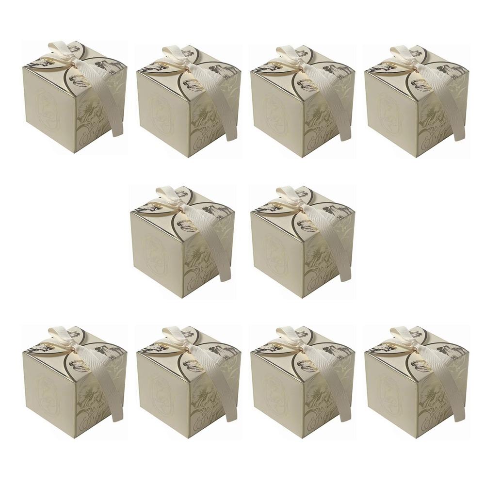 10 ks/šarže s mašlí Svatatební krabička na cukroví Elegantní dárková krabička Vysoce kvalitní krabička na cukroví Narozeninová oslava