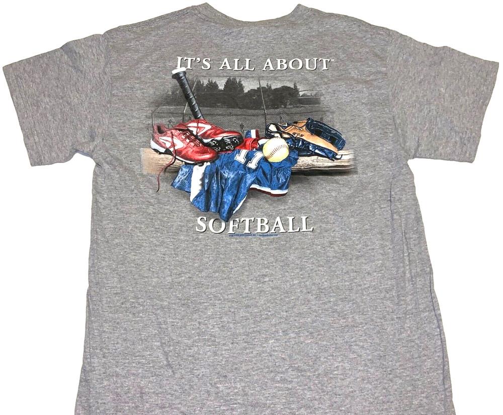 

Rare! Vintage It s All About Softball Gray T-Shirt New! NWT MEDIUM Unisex T-Shirt XL
