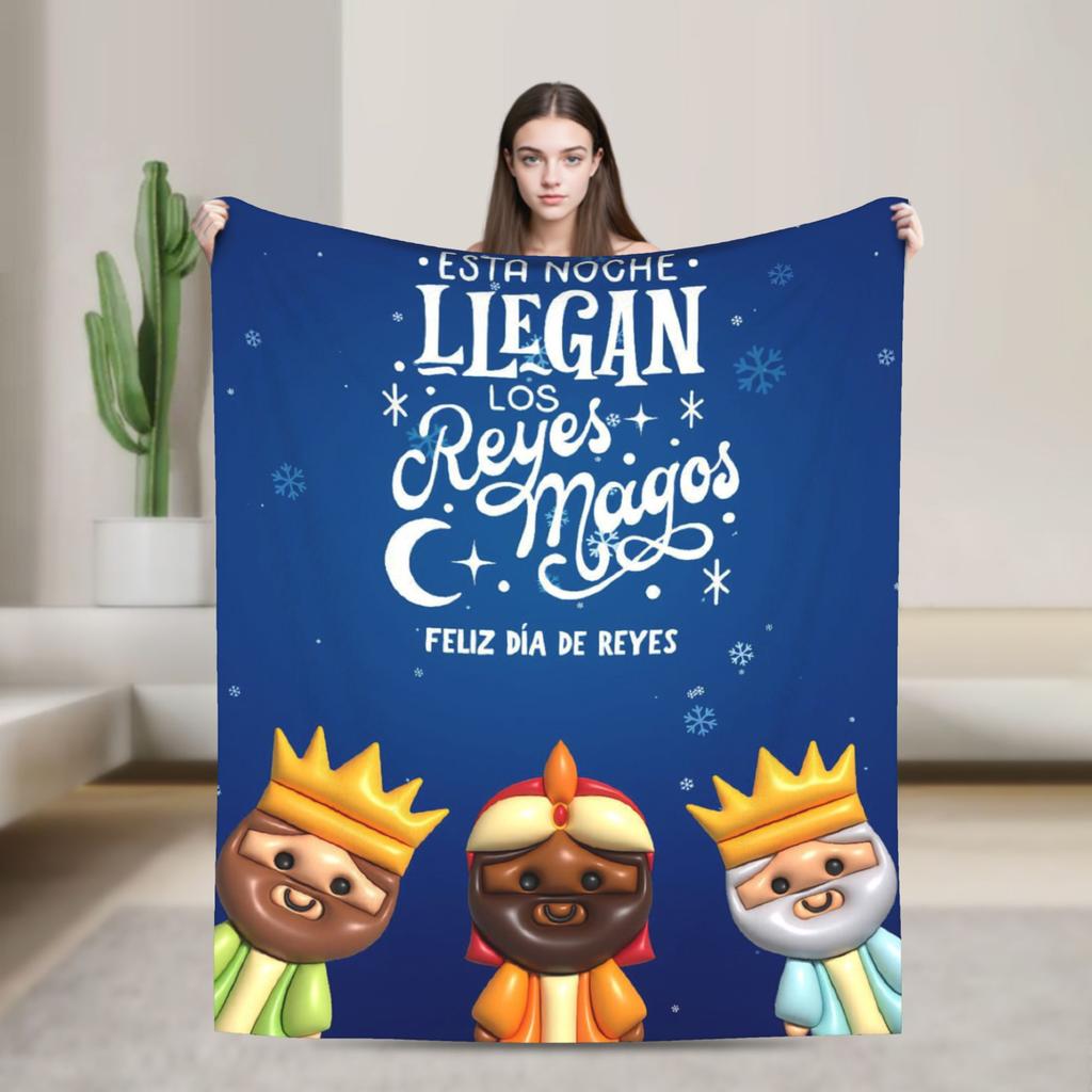 Día de los Reyes Magos Throw Blanket for Couch  Fuzzy Soft Plush Blanket 50x60 Inches Multi-size Bedspread for All Seasons