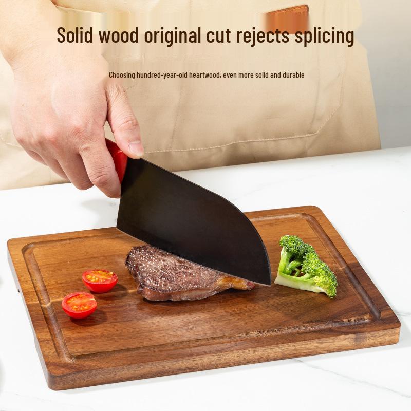 Acacia Wood Cutting Board - Solid and Anti-Mold, Double-Sided, Ideal for Kitchen Use