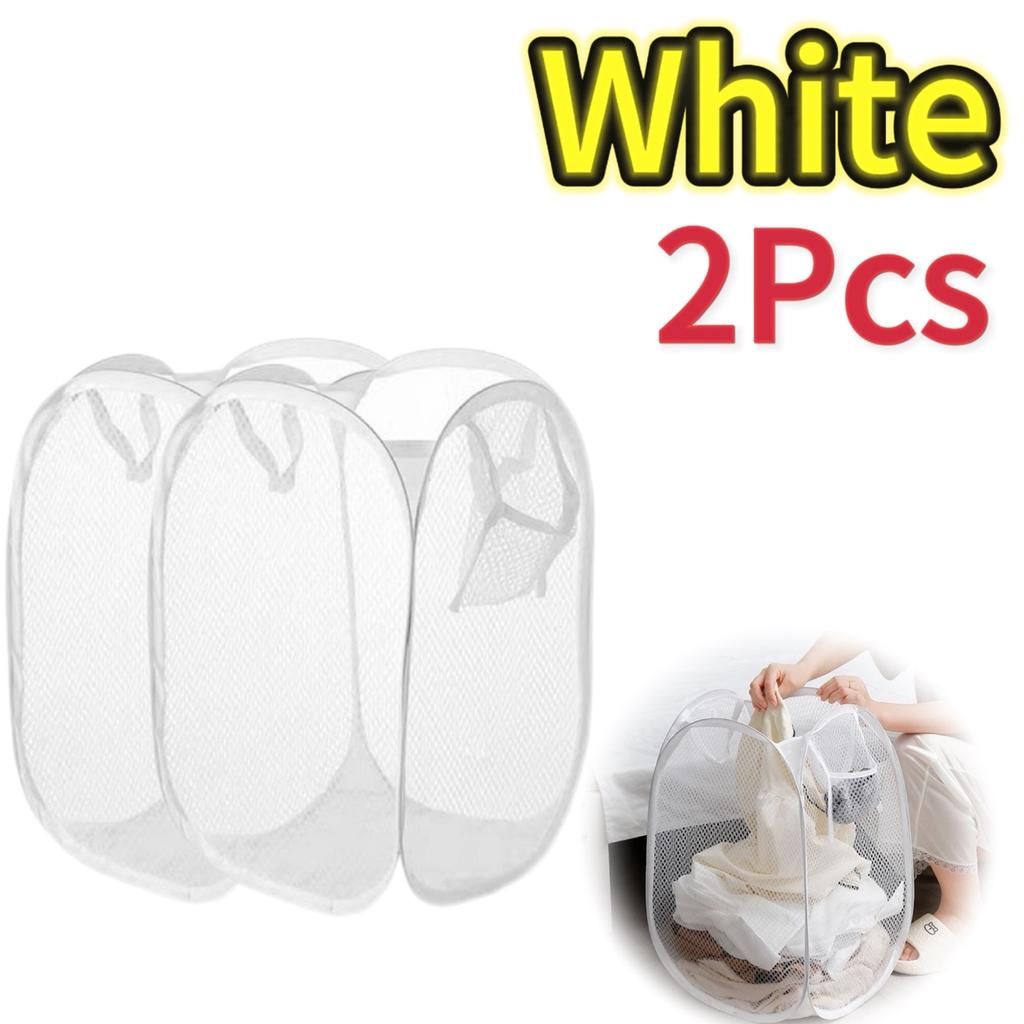 Portable Mesh Pop Up Laundry Hamper Wide Opening Breathable Collapsible Space-Saving Laundry Basket Dorm Travel Bathroom Items
