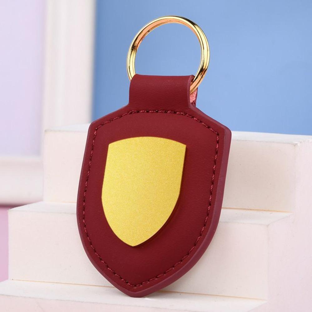 Exquisite Car Keychain Leather Metal Pendant Creative Shield Car Keychain  Travel