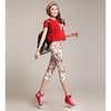 Women's Slim-Fit Printed Cotton Pencil Pants, Mid-Waist, Elastic, Urban Style