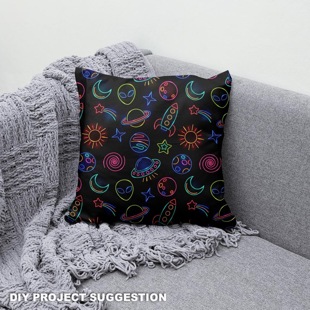 Royal Samt Stoff Polyester Zum Nähen - Motiv Neon-Kosmos