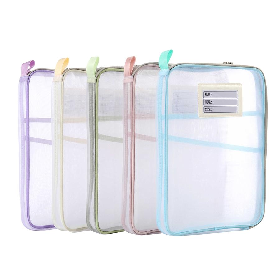 Aktentasche aus Netzstoff mit Reißverschluss für Schülerprüfungen, Schreibwarenhalter, Aufbewahrungstasche, durchscheinender Reißverschluss, Bleistifttasche, Büro-/Schulbedarf