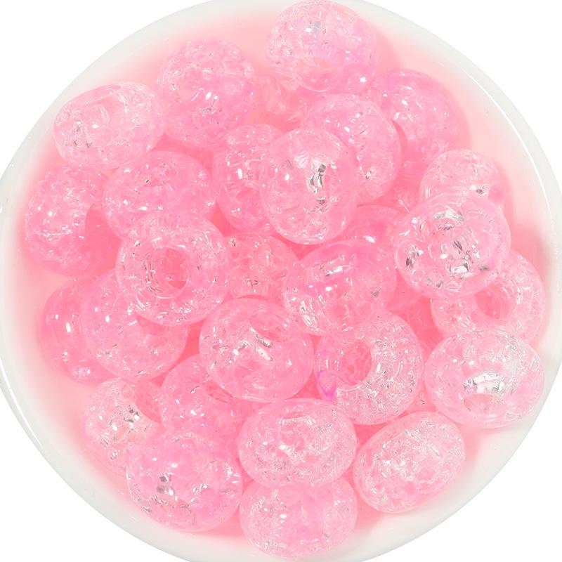 50 Acrylic Two-Color Crackle Crystal Large Hole Beads - Spring Color Spacer for DIY Bracelets