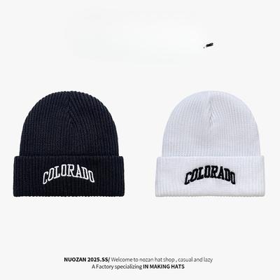 Autumn and Winter Korean Version Letter Embroidery Trendy Brand Wool Hat Hip-hop Couple Versatile Ear Protection Pullover Cold Hat