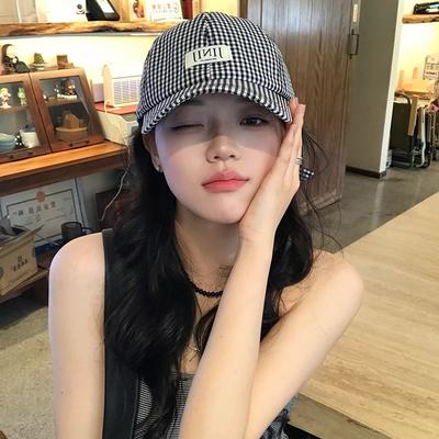 Letter Plaid Bow Empty Top Baseball Cap Summer Sun Protection Baseball Cap Bow Long Streamer Curved Brim Cap