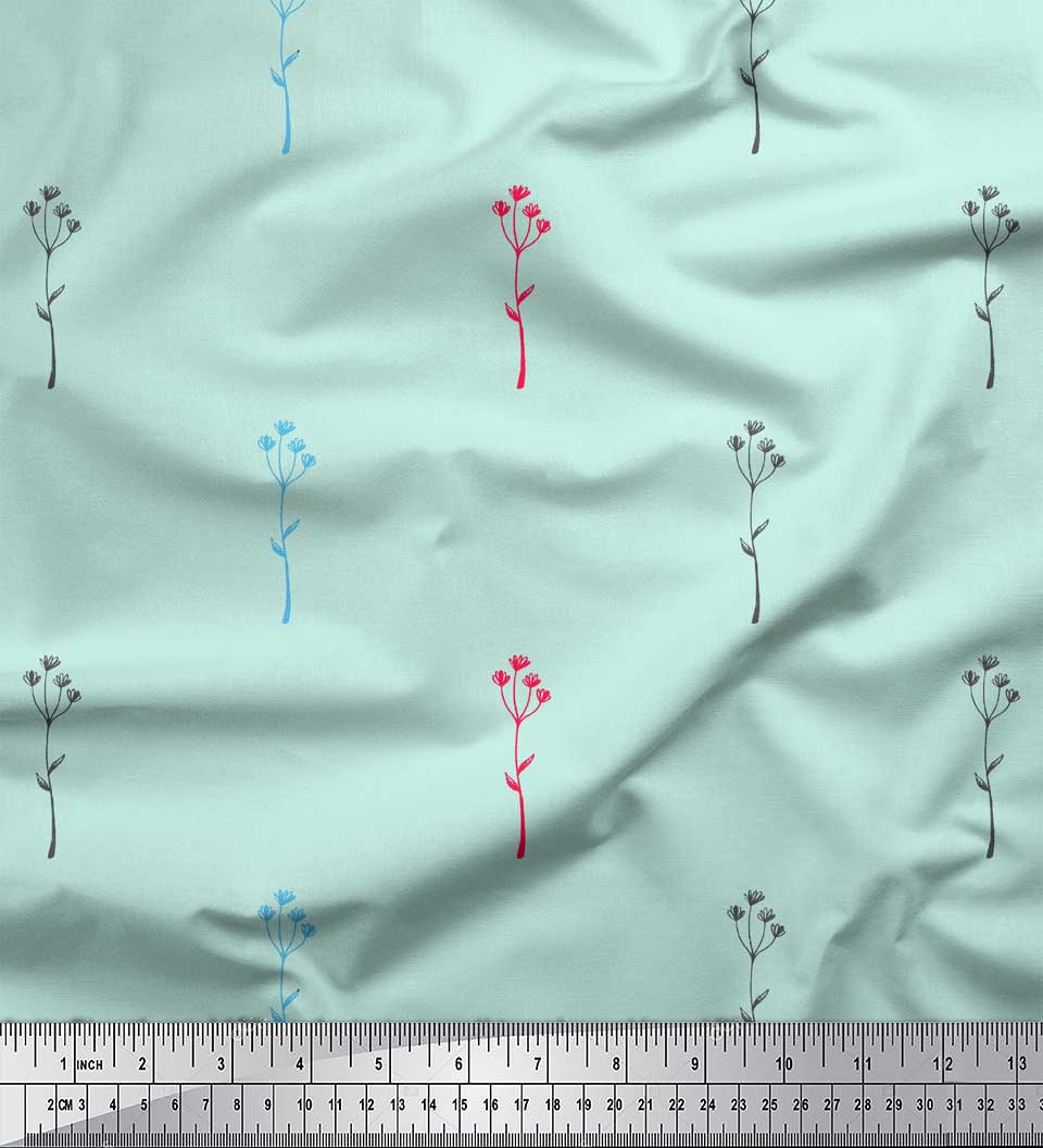 

Soimoi Gray Poly Crepe Fabric Scarlet Hummer Leaves Print Fabric by the metre 42 Inch 42 Inch Wide - Poly Crepe зелений