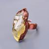 Citrine Rough Gemstone Copper Elegant Eternity Sisters Gift Promise Ring Jewelry V-10