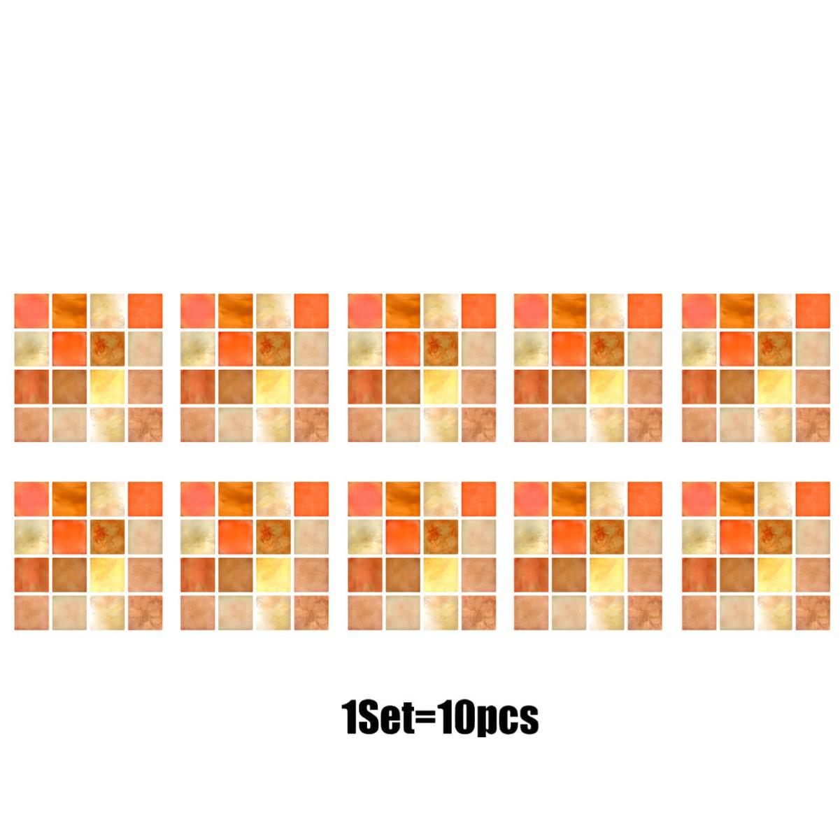Waterproof Self-Adhesive Vinyl Tile Stickers with Imitation Brick Pattern for Kitchen Walls 10x10 cm