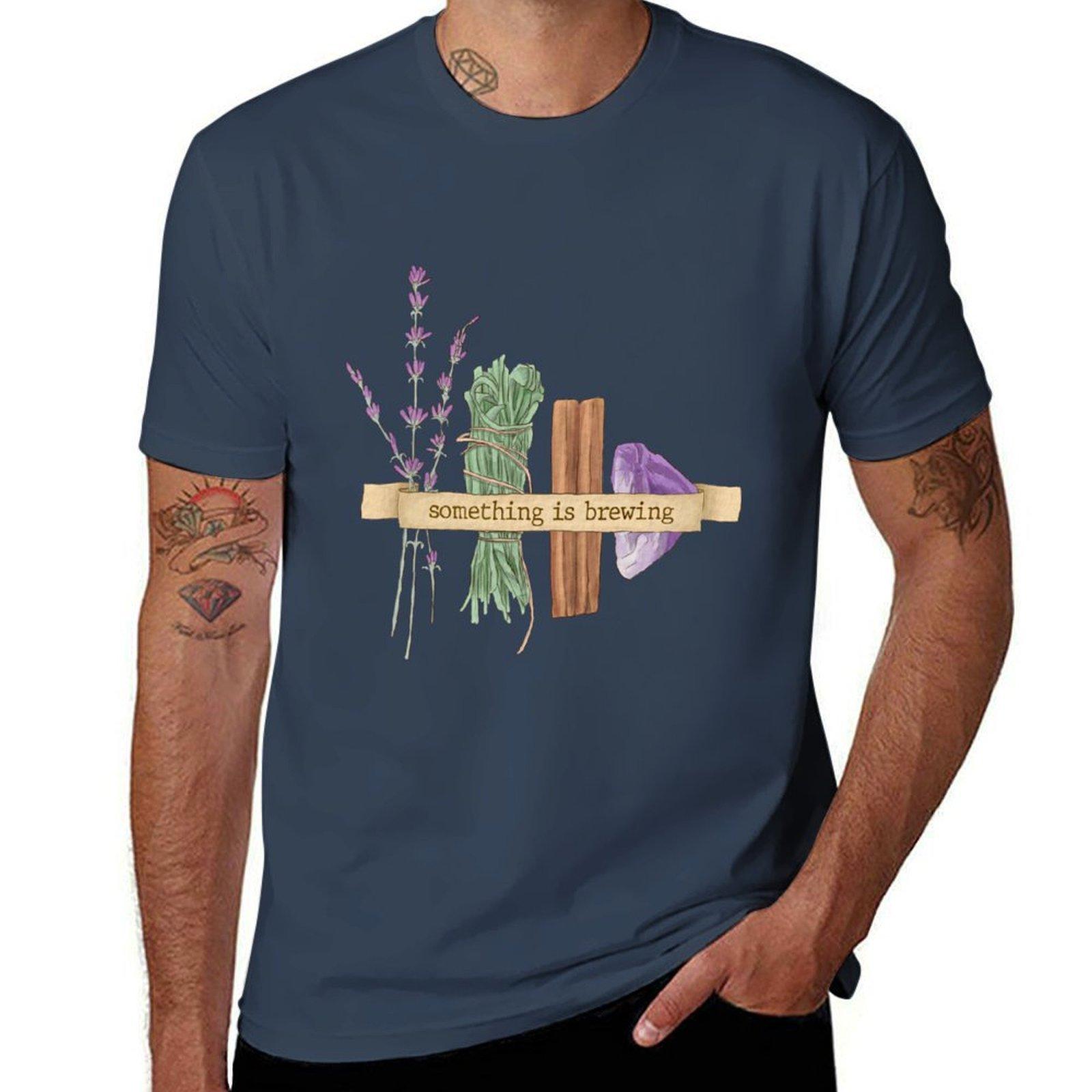 Something Is Brewing Tshirt Basic Crew Neck Short Sleeve Top S