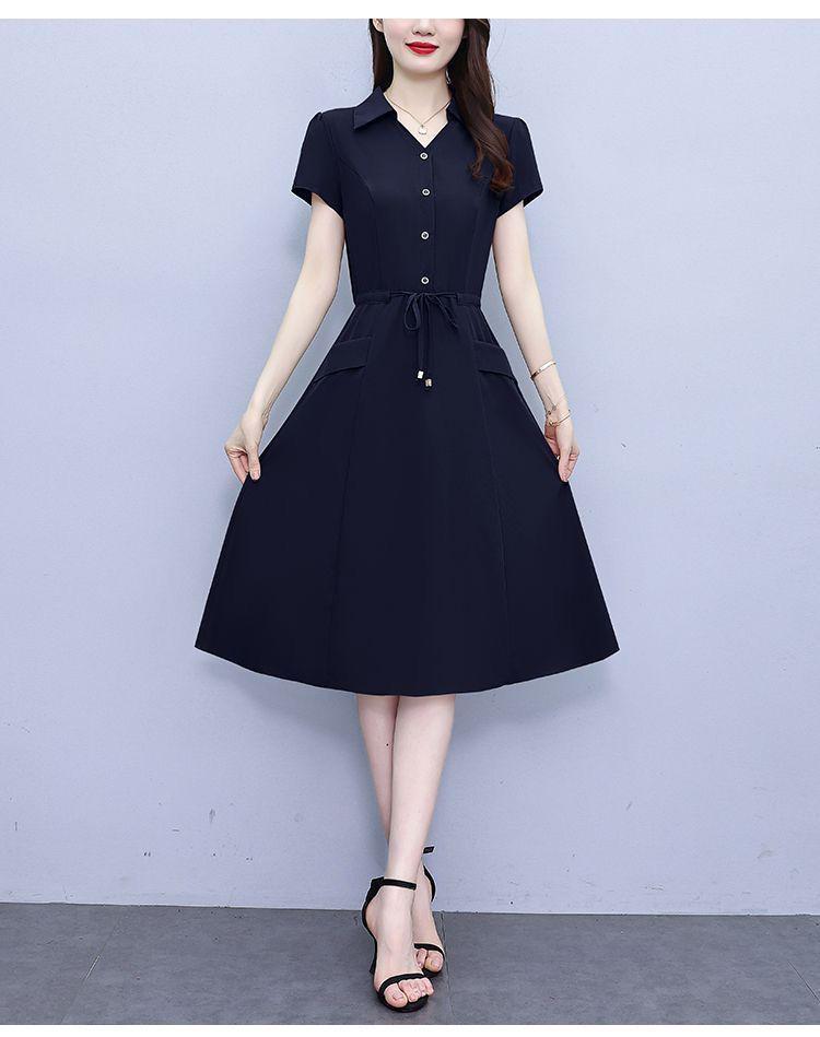 Elegant Plus-Size Short Sleeve Red Dress for Women - Waist-Slimming and Tummy-Covering Design for Middle-Aged and Elderly Ladies