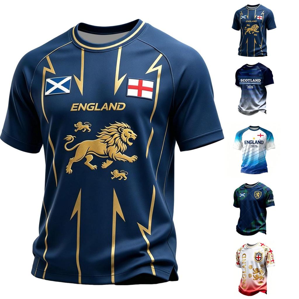 Men's Casual Raglan Sleeve Short Sleeve Top with National Emblem and Patterned Print Suitable for Everyday Wear and Outdoor Activities