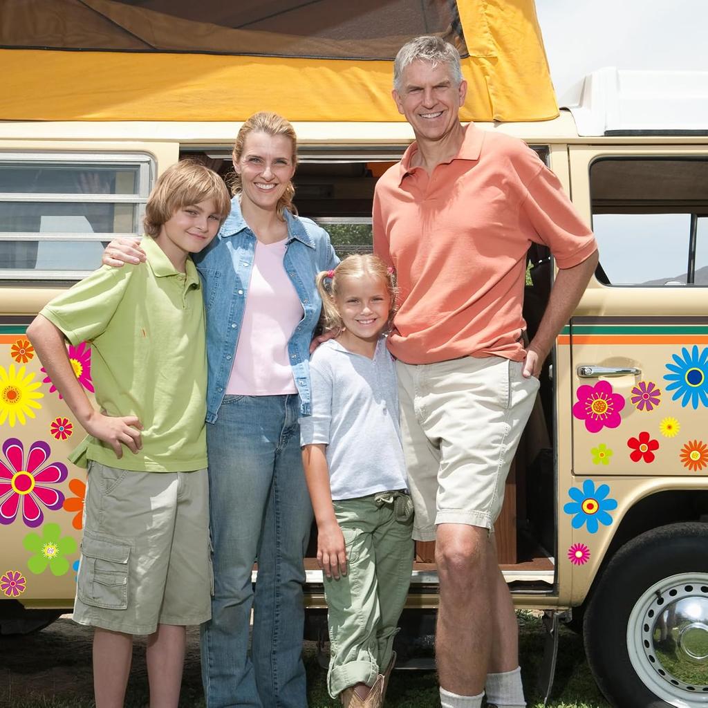 Fancy Land Daisy Stickers 180Pcs Flower Car Decals Vinyl Daisy Sticker Self Adhesive Car Labels For Truck Bumper Mirror Window Clings Decoration 12