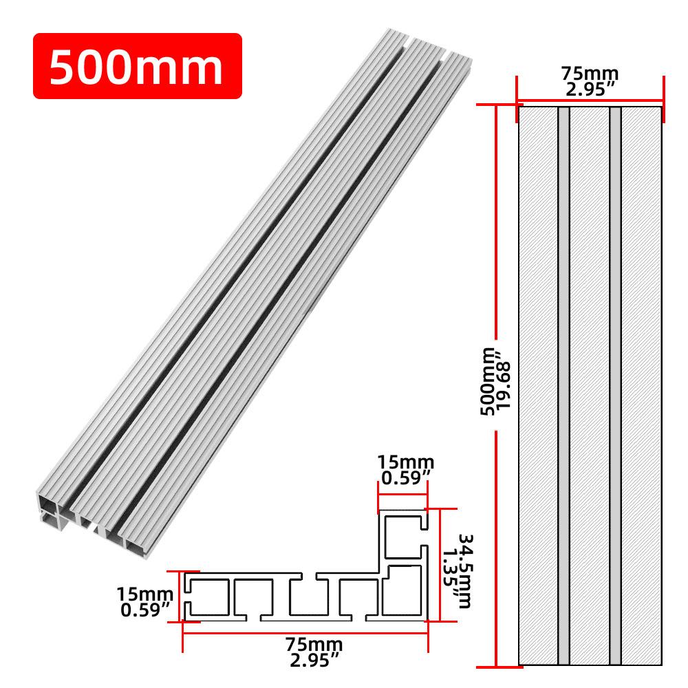 Aluminium Profile Fence 75 Type Miter Track T-track Backer 30-80CM Sliding Brackets T-Slot for Table Saw Woodworking Workbench