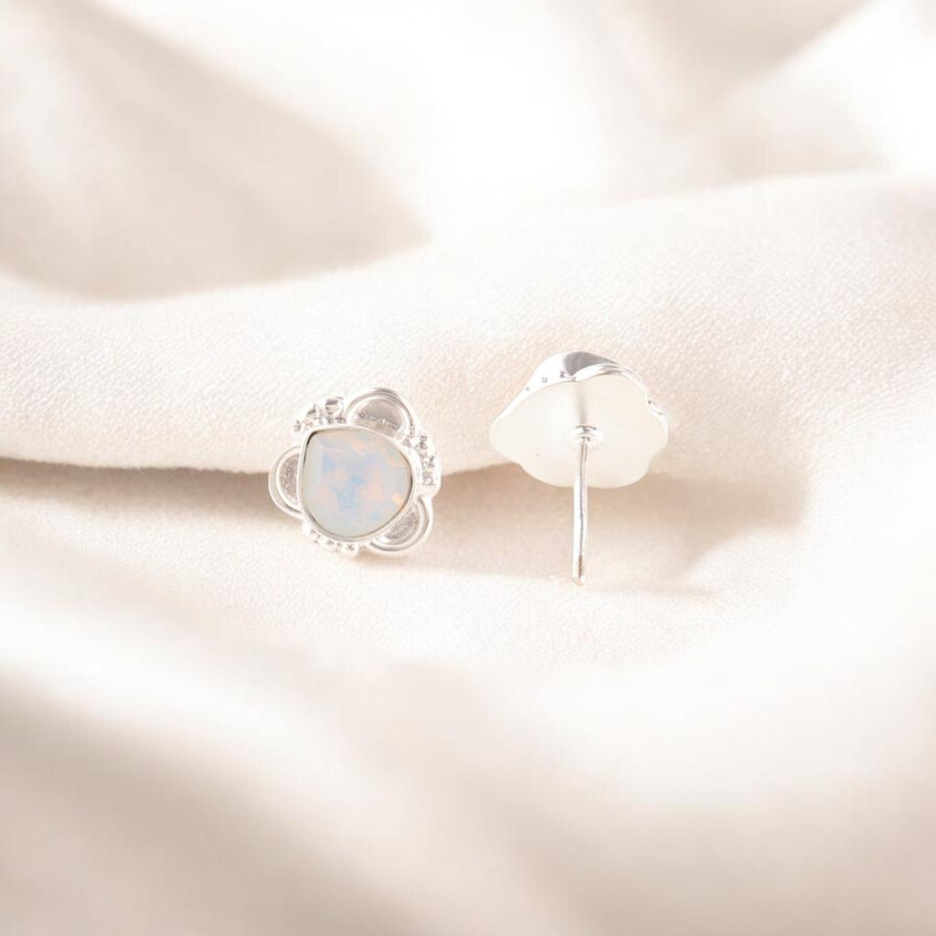 Milky Opal Gemstone Studs 925 Sterling Silver Handmade Jewelry Bridesmaid Gift EE-159-14