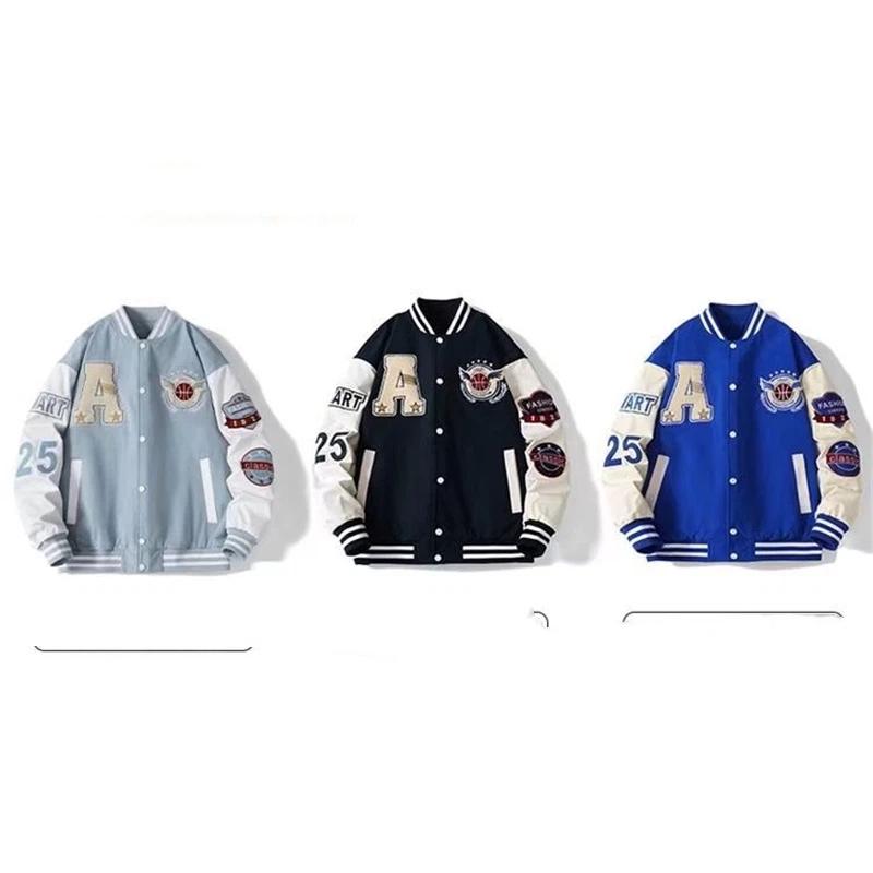 Letter Patch Baseball Jacket Casual Loose Varsity Coat