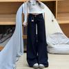 Women S High Waist Loose Wide Leg Dark Blue Jeans