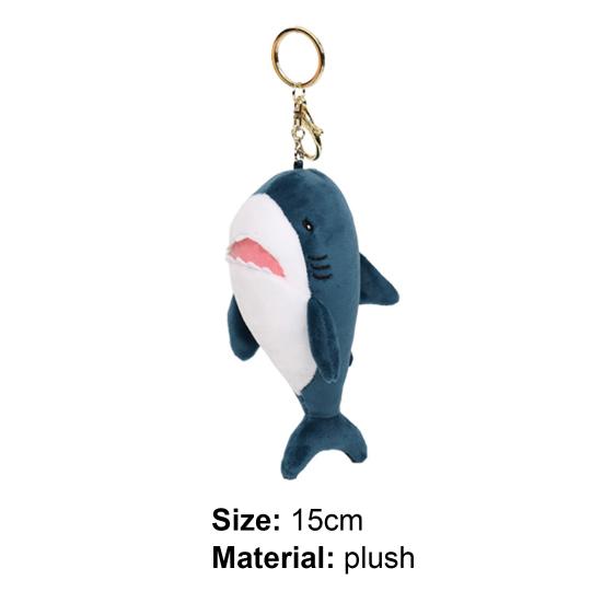 Key Holder Soft Cartoon Shark Shape Plush Creative Hanging Pendant for Bag