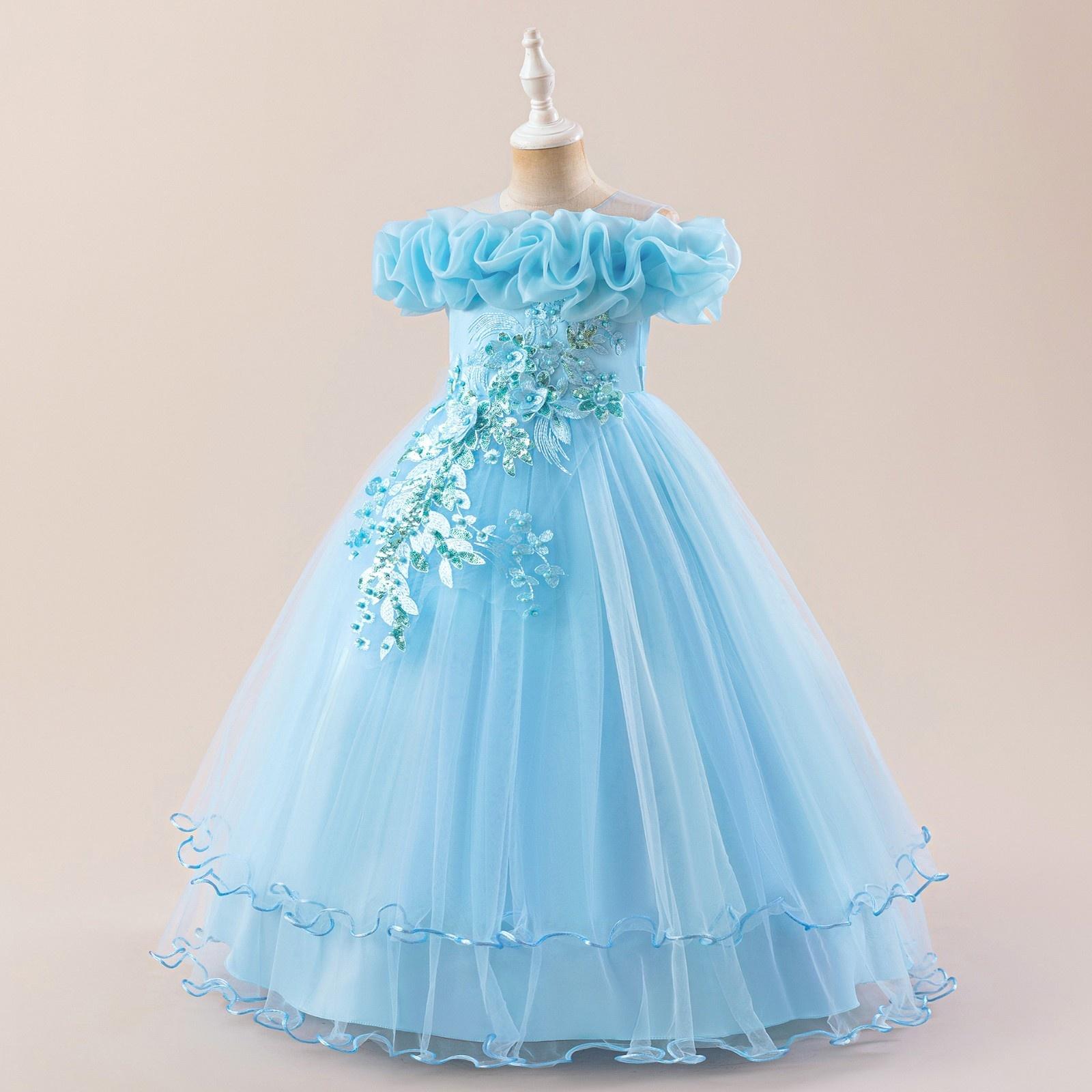 

Платье принцессы для девочек для выступления 150 небесно-голубой