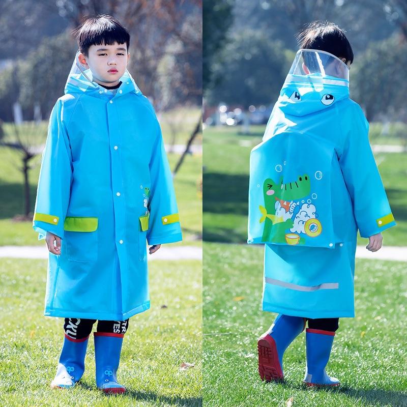 Raincoat Children's 3-6 Years Old Kindergarten Primary School Students with Schoolbag Position Poncho Cartoon Dinosaur Boys and Girls Lengthened