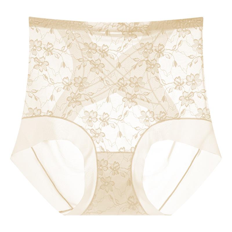 Women's Summer Lace Jacquard 10A Antibacterial High Waist Belly Lift Hip No Trace Breathable Briefs
